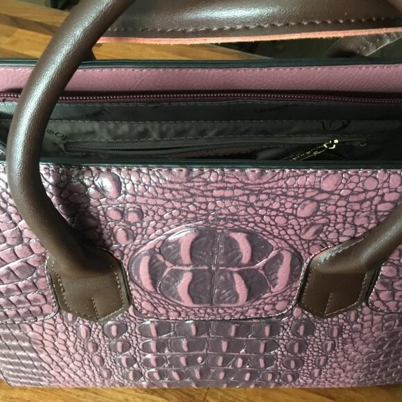 Neiman Marcus Brown Croc Embossed PU Leather Reverie Bag - Picture 4 of 4